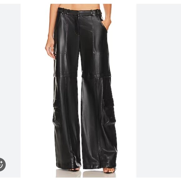 Amanda Uprichard Pants - Amanda Uprichard - Lucas Faux Leather Low Rise Cargo Pants - Black Sz M - NWOT